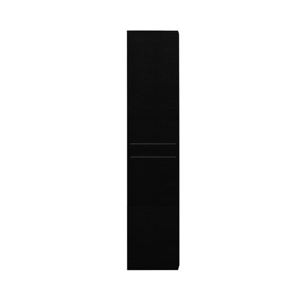 GEF Brinley Wall-Mount Black Oak MDF Linen Cabinet with Matte Black Handles