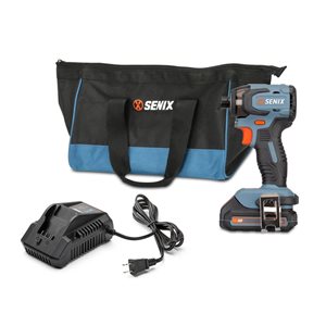 Visseuse à chocs sans fil SENIX 20 V Max 1/4 po avec batterie, chargeur et sac