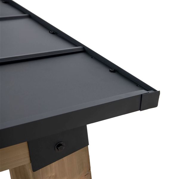 Sunjoy 10 x 12-ft Cedar Wood Framed Pergola with Black Steel Hardtop, Roof Outlet and USB Ports
