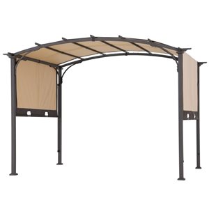 Sunjoy  9.5 x 11-ft Brown Steel Arched Pergola with 2-Tone Adjustable Shade