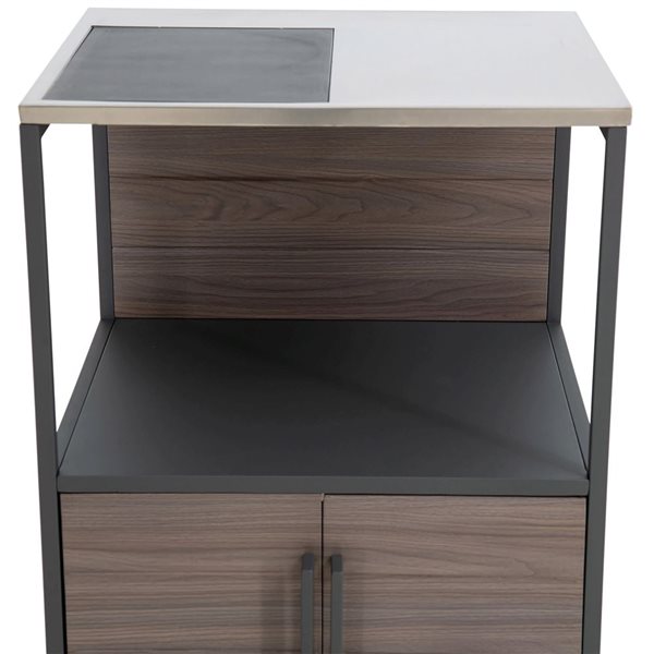 Station de préparation modulaire d'extérieur 2 portes Fleetwood de Sunjoy 25 l. X 21,2 p. x 36 po h. métal brun et noir