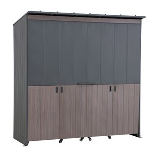 Sunjoy Fleetwood 87 W x 37 D x 89-in H Brown/Black Metal Outdoor Kitchen w/ Flap-Up Door
