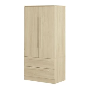 South Shore Acapella Bleached Oak 33-in W Wardrobe Armoire w/ 2 Doors and 2 Drawers