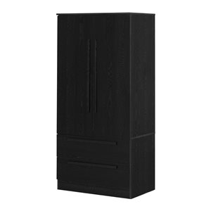 Armoire-penderie Acapella South Shore 33 po l. chêne noir avec 2 portes et 2 tiroirs