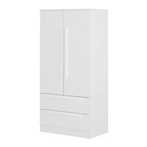 South Shore Acapella White 33-in W Wardrobe Armoire w/ 2 Doors and 2 Drawers