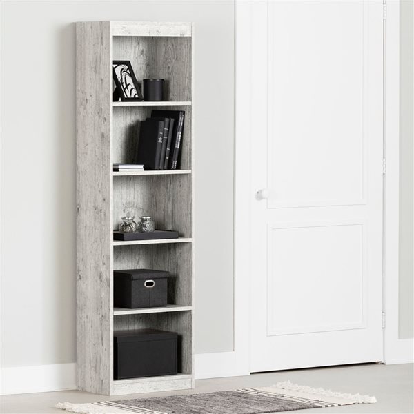 South Shore Axess White Pine 11.5 D x 69 H x 19-in W Particleboard 5-Shelf Narrow Bookcase