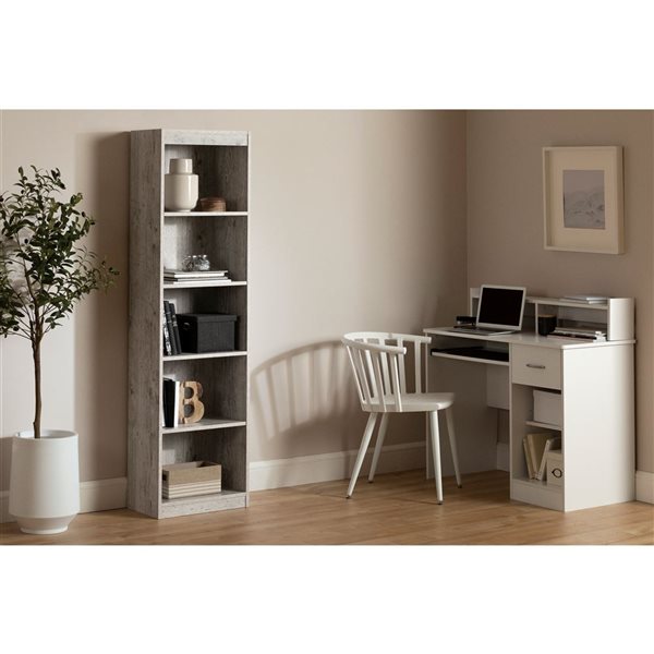 South Shore Axess White Pine 11.5 D x 69 H x 19-in W Particleboard 5-Shelf Narrow Bookcase