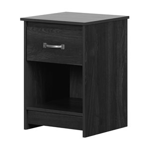 South Shore Tassio Grey Oak 1-Drawer 17 D x 25 H x 18-in W 1-Drawer Nightstand w/ Open Storage Space