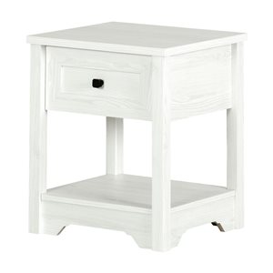 Table de chevet à 1 tiroir Hazen South Shore 17,5 p. x 22,5 h. x 19 po l. en pin blanc