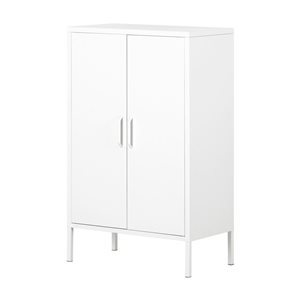 Meuble de rangement en métal Eddison South Shore avec 2 portes en blanc