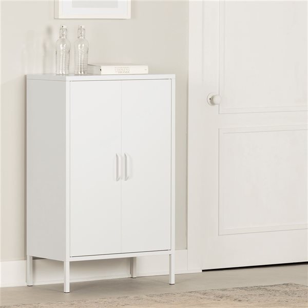 South Shore Eddison White Metal Frame 2-Door Storage Sideboard