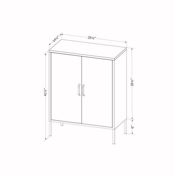 South Shore Eddison White Metal Frame 2-Door Storage Sideboard