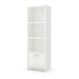 South Shore Step One White 11.5 D x 55 H x 19.5-in WParticleboard 3-Shelf Bookcase w/ Door