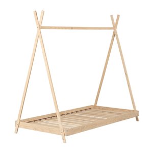 Cadre de lit simple Sweedi South Shore en bois massif naturel