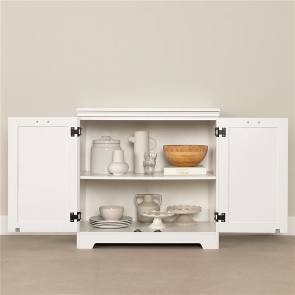 South Shore Harma White Metal Frame 2-Door Storage Sideboard