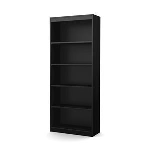 Bibliothèque à 5 tablettes Axess South Shore 11,5 p. x 69 h. x 28 po l. en panneau de particules noir