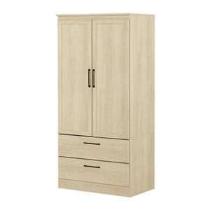 South Shore Acapella Bleached Oak and Black 33-in W Wardrobe Armoire w/ 2 Doors and 2 Drawers