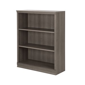 Bibliothèque à 3 tablettes Morgan South Shore 13 p. x 45 h. x 38 po l. en panneau de particules érable gris