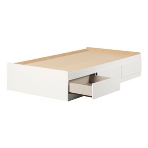 South Shore Fusion White Twin Mates Bed Frame w/ 3 Drawers