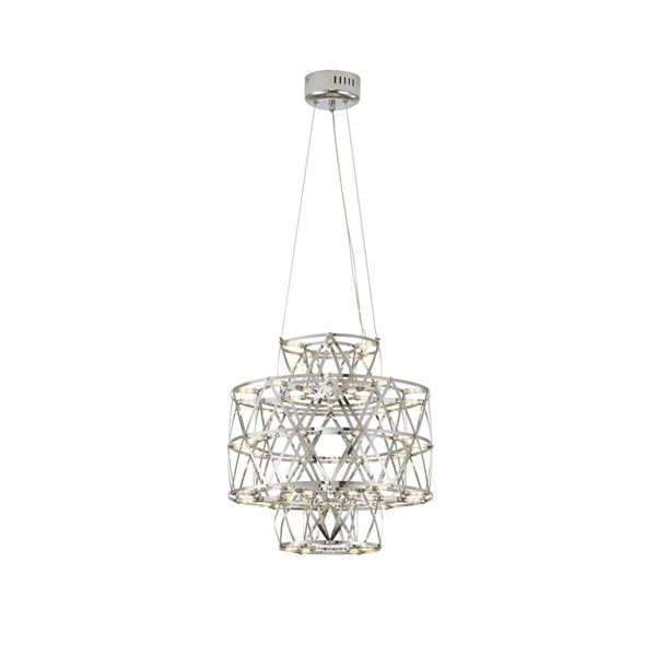 Design living 16-in 40-Light Dimmable Chrome Stainless Steel LED Chandelier in a 3-Tier Design