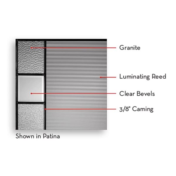 Trimlite Modena Decorative Doorlite in Full Lite 23 x 49-in with Patina Caming