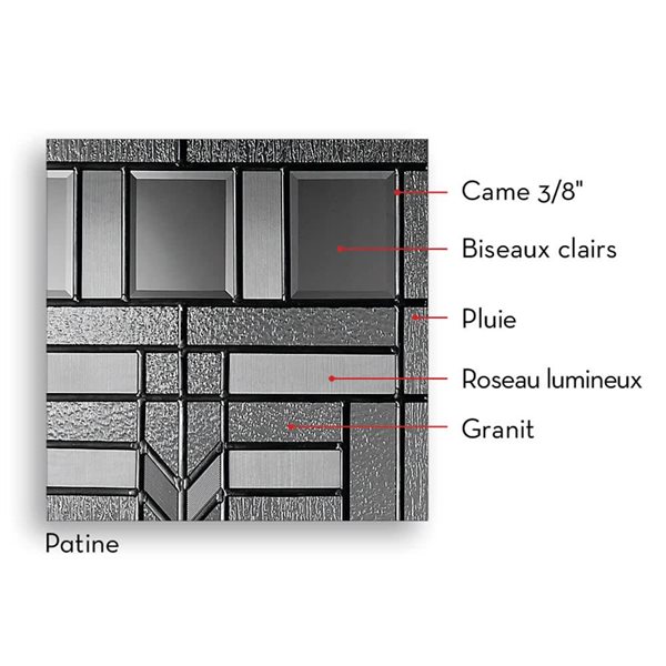 Verre décoratif pour porte Royston Trimlite semi vitrée 23 x 65 po avec ...