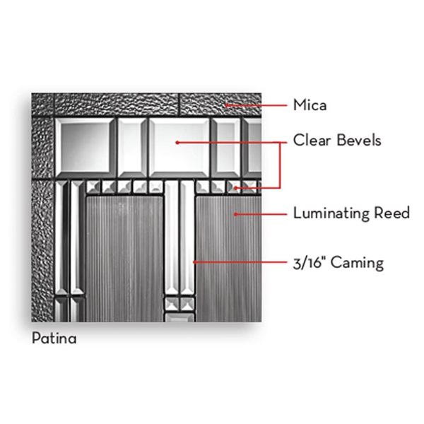 Trimlite Artisan Decorative Doorlite in Full Lite 23 x 49-in with Patina Caming