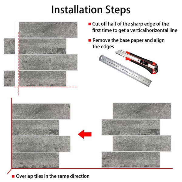 Murella SPC Dark Grey Stone 10.83 L x 11.81-in W Matte Peel and Stick Backsplash Tile