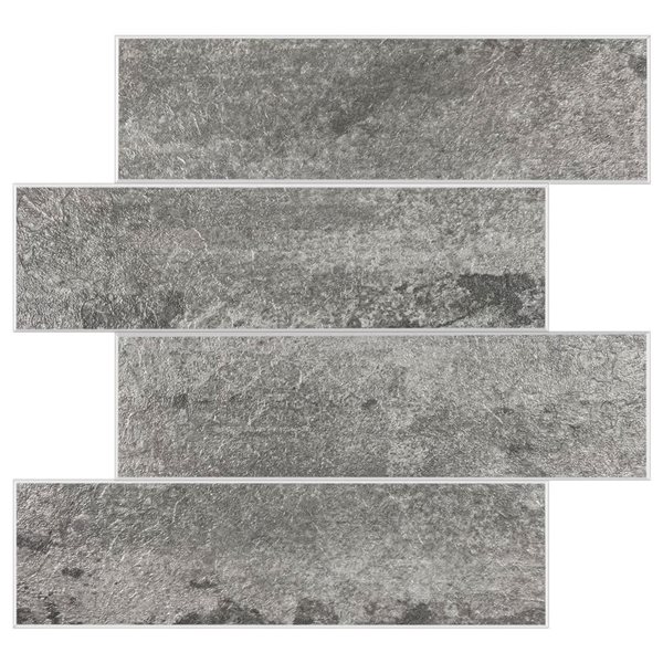 Murella SPC Dark Grey Stone 10.83 L x 11.81-in W Matte Peel and Stick Backsplash Tile