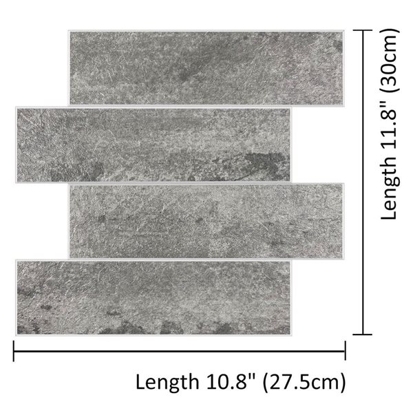 Murella SPC Dark Grey Stone 10.83 L x 11.81-in W Matte Peel and Stick Backsplash Tile