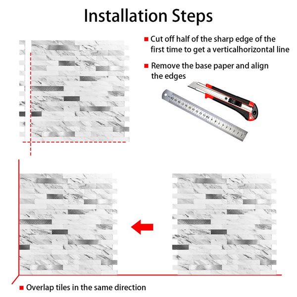 Murella Metal White Marble and Gold Rectangular 11.5 L x 11.7-in W Metallic Peel and Stick Backsplash Tile