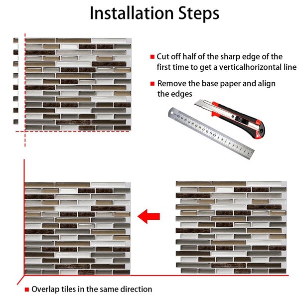Mureno Quick Stick 8-Pack Brown Marble Mosaic 11 L x 9.25-in W Glossy Peel and Stick Backsplash Tile