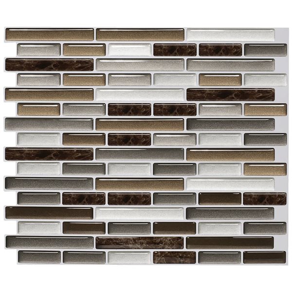 Mureno Quick Stick 8-Pack Brown Marble Mosaic 11 L x 9.25-in W Glossy Peel and Stick Backsplash Tile