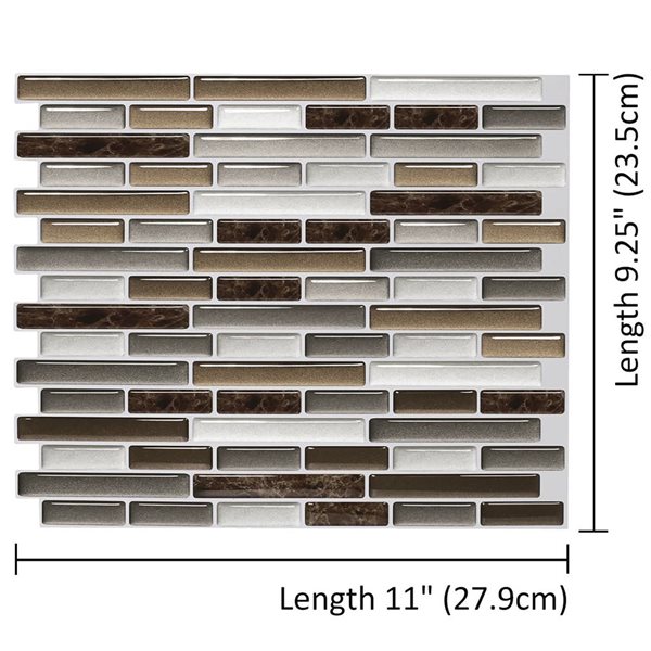 Mureno Quick Stick 8-Pack Brown Marble Mosaic 11 L x 9.25-in W Glossy Peel and Stick Backsplash Tile