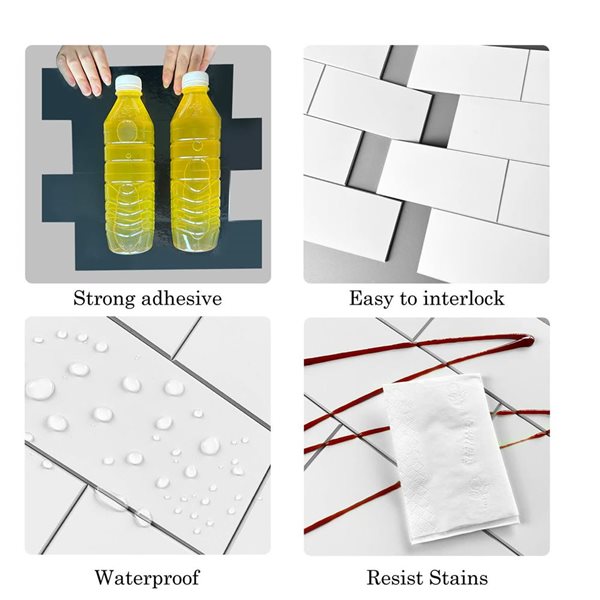 Murella SPC White Subway 12 L x 12-in W Matte Peel and Stick Backsplash Tile