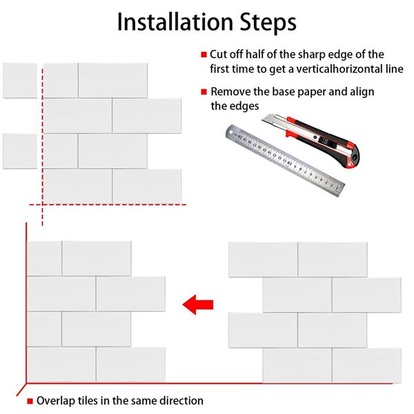 Murella SPC White Subway 12 L x 12-in W Matte Peel and Stick Backsplash Tile