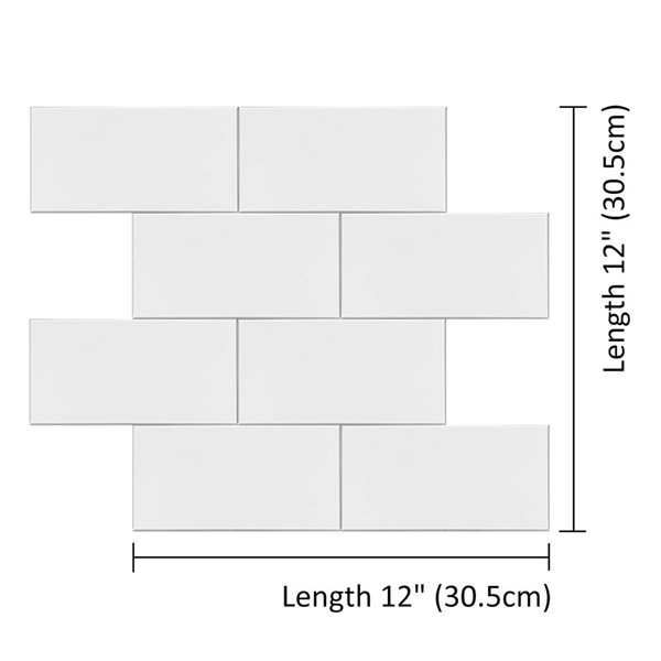Murella SPC White Subway 12 L x 12-in W Matte Peel and Stick Backsplash Tile