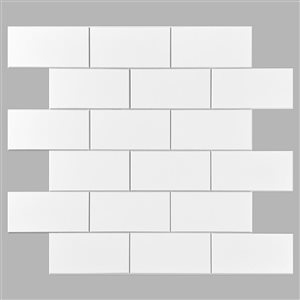 Murella SPC Small White Subway 11.8 L x 11.8-in W Matte Peel and Stick Backsplash Tile