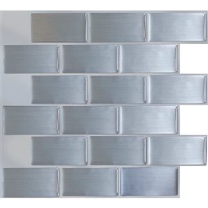 Mureno Quick Stick 8-Pack Steel Subway 11.25 L x 10-in W Metallic Peel and Stick Backsplash Tile