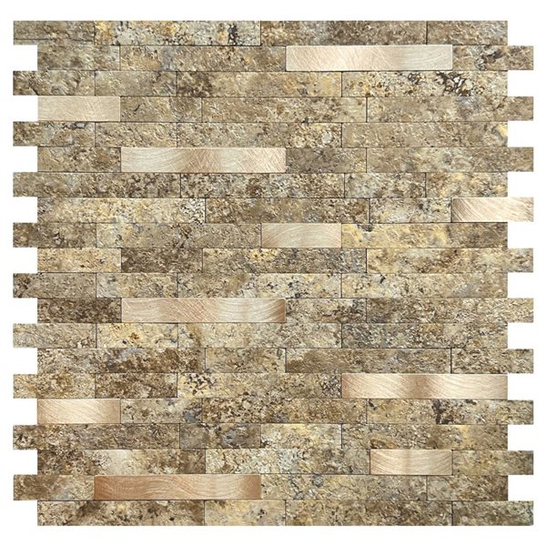 Murella Metal Brown and Gold 11.5 L x 11.7-in W Metallic Peel and Stick Backsplash Tile