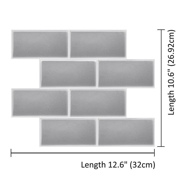 Mureno Dimensions 4-Pack Rigid Vinyl Silver Subway 10 L x 10.6-in W Glossy Peel and Stick Backsplash Tile