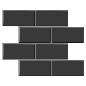 Mureno Dimensions 4-Pack Rigid Vinyl Black Subway 10 L x 10.6-in W Glossy Peel and Stick Backsplash Tile