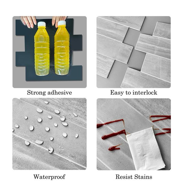 Murella SPC Grey Granite 10.83 L x 11.81-in W Matte Peel and Stick Backsplash Tile