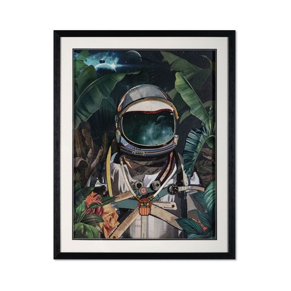 Gild Design House Jungle Cosmonaut 28 x 36-in Astronaut Collage Artwork Under Glass with Black Frame