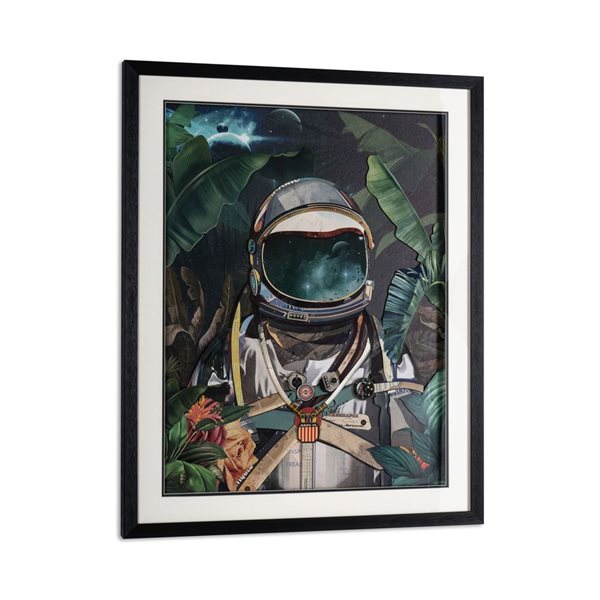 Gild Design House Jungle Cosmonaut 28 x 36-in Astronaut Collage Artwork Under Glass with Black Frame