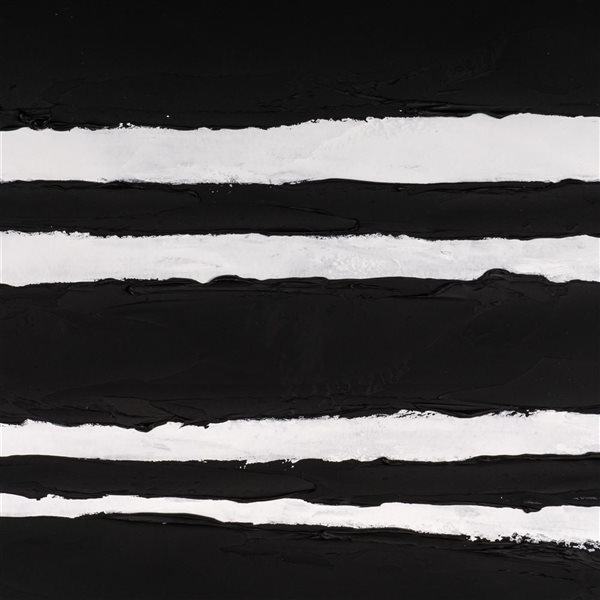 Gild Design House Monochrome Rhythms 40 x 63-in Black/White Framed Hand Painted Canvas