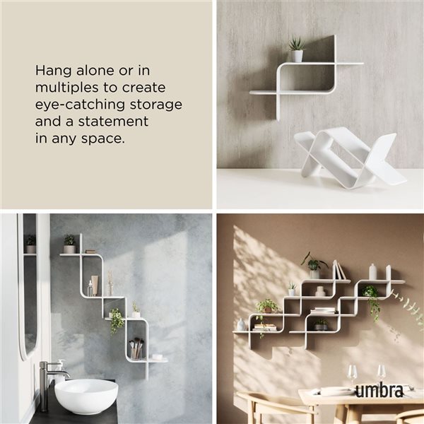 Umbra Montage 25 L x 6 D x 18-in H White Wood Wall Shelf