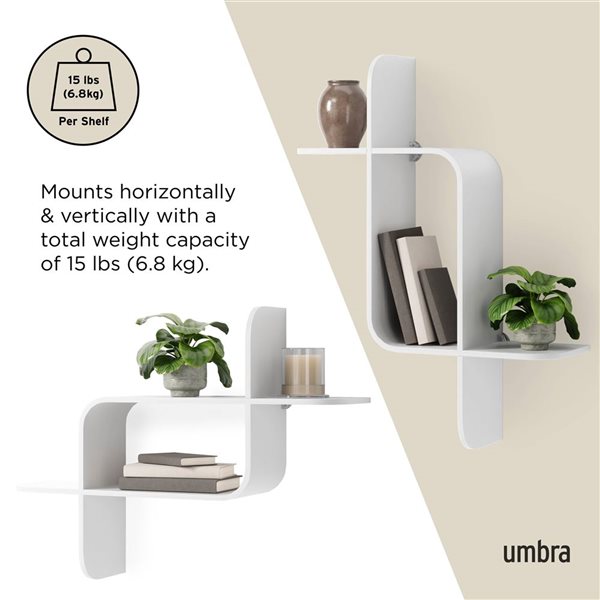Umbra Montage 25 L x 6 D x 18-in H White Wood Wall Shelf