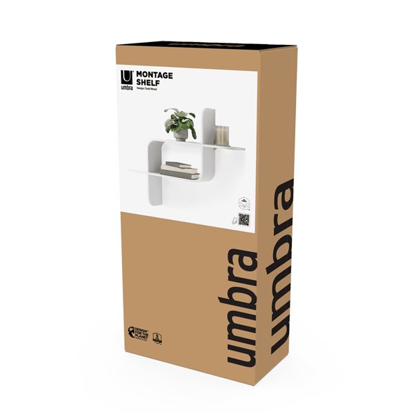 Umbra Montage 25 L x 6 D x 18-in H White Wood Wall Shelf