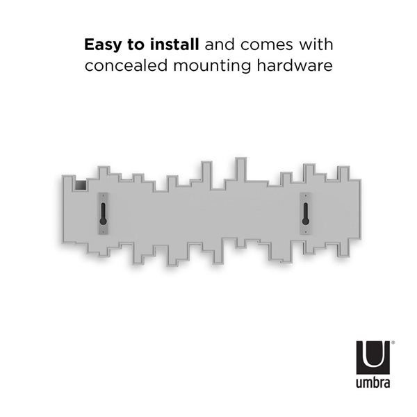 Umbra Sticks Grey Wall-Mount Coat Rack Closet Organizer w/ 5 Foldable Hooks